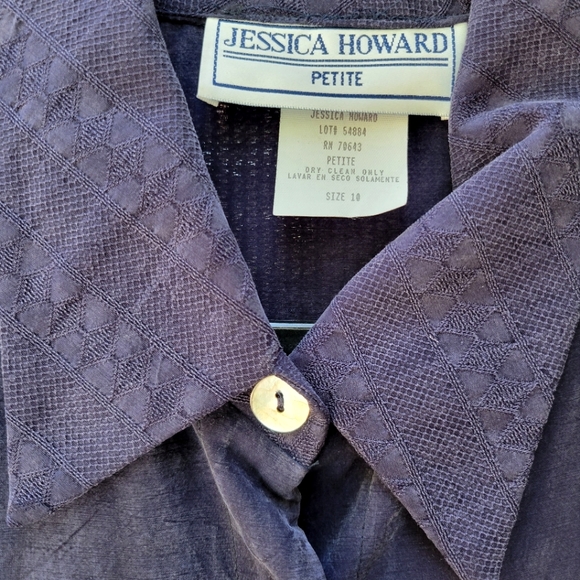 VINTAGE 1990s JESSICA HOWARD Button Front Shift Dress Navy - Picture 9 of 10